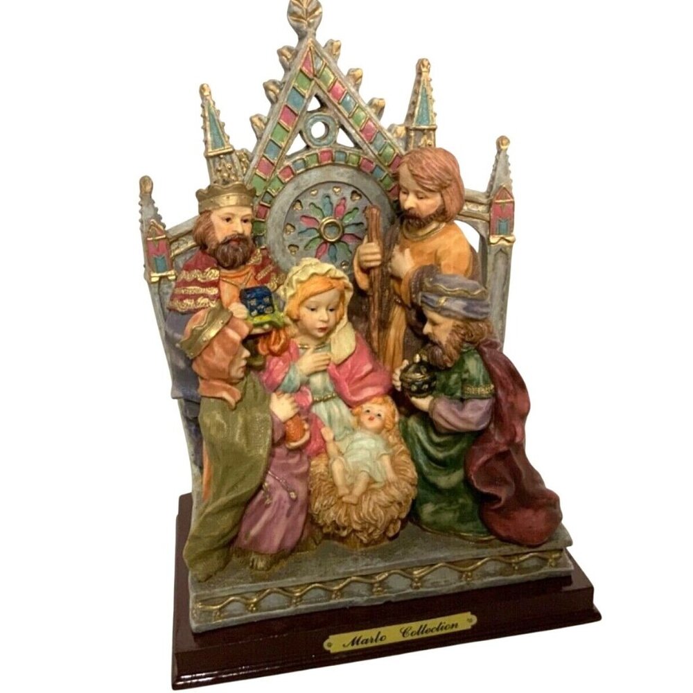 Marlo Collection Nativity Scene Figurine 9" Tall Hand-Painted Resin Sculpture Wi